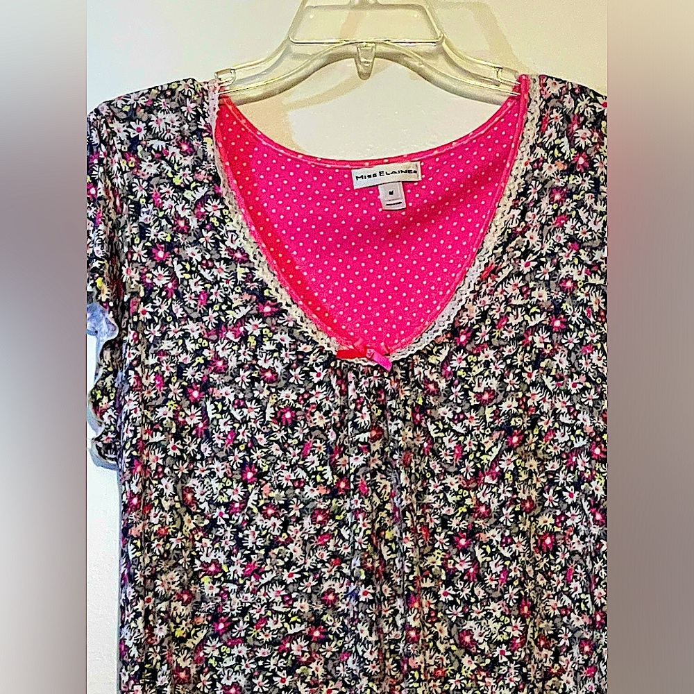 nightgown NWT Miss Elaine vintage 90s med soft Rayon lace trim 39" long W/TAGS!